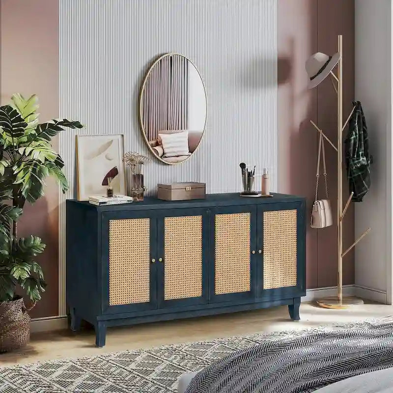Rattan Sideboard Cabinet with Adjustable Shelf for Living Room