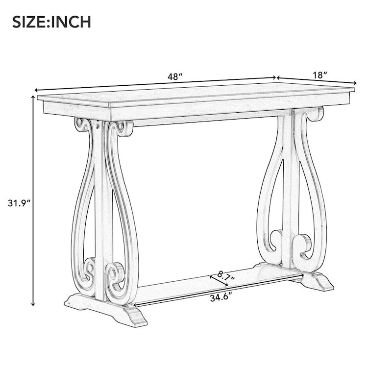 48 Inch Rustic Farmhouse Entryway Console Table