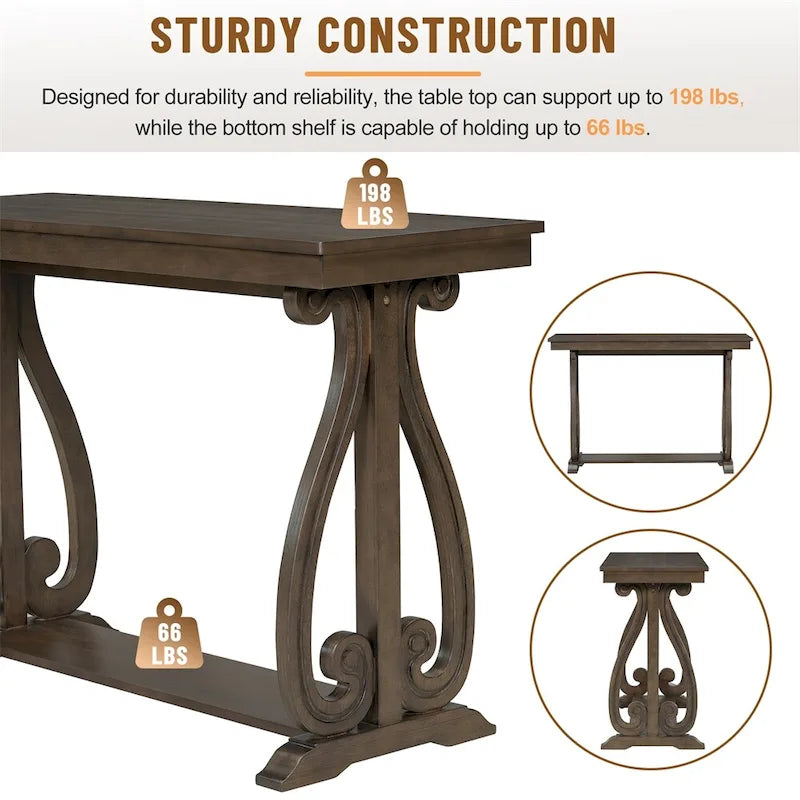 48 Inch Rustic Farmhouse Entryway Console Table