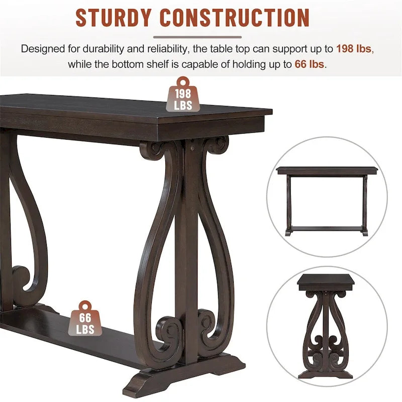 48 Inch Rustic Farmhouse Entryway Console Table