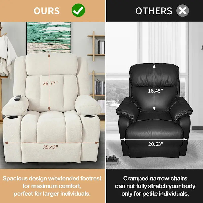 Power Lift Recliner Chair for Elderly with Extended Footrest and Cup Holders