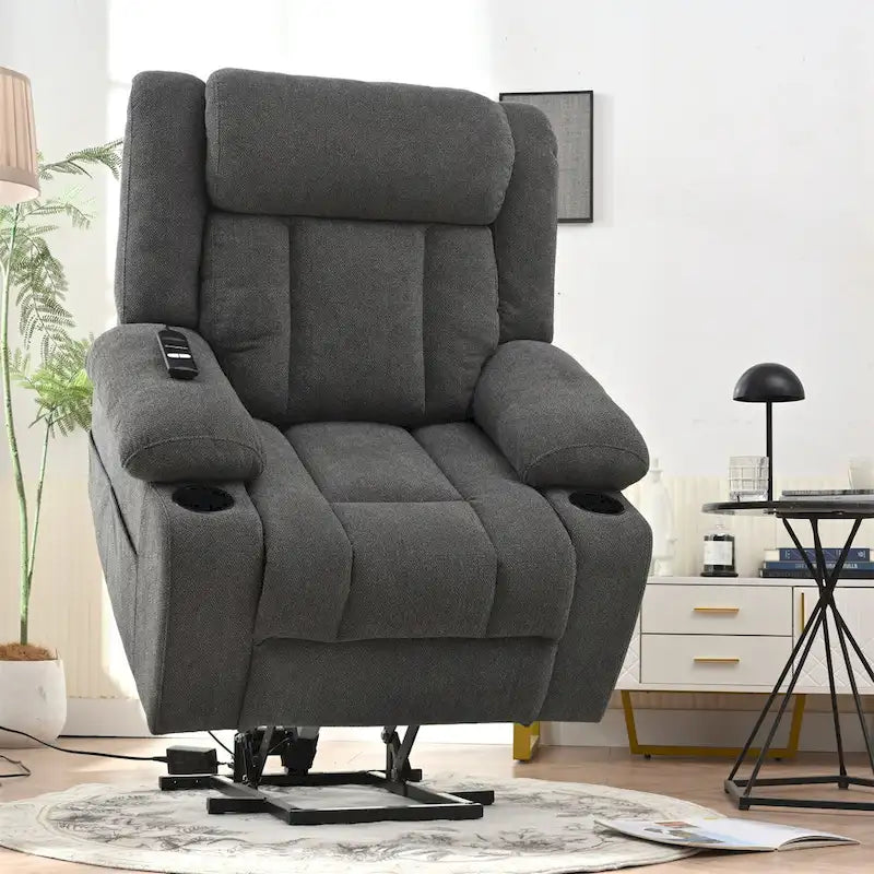 Power Lift Recliner Chair for Elderly with Extended Footrest and Cup Holders