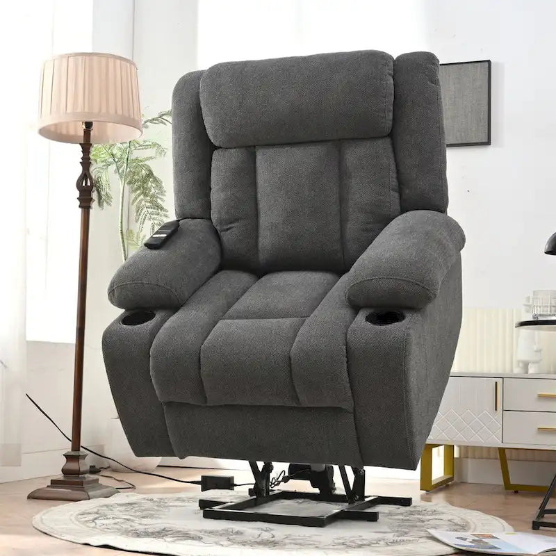 Power Lift Recliner Chair for Elderly with Extended Footrest and Cup Holders