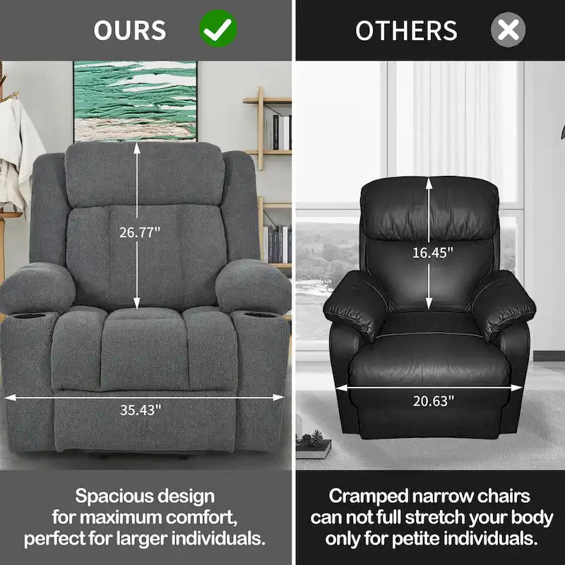 Power Lift Recliner Chair for Elderly with Extended Footrest and Cup Holders