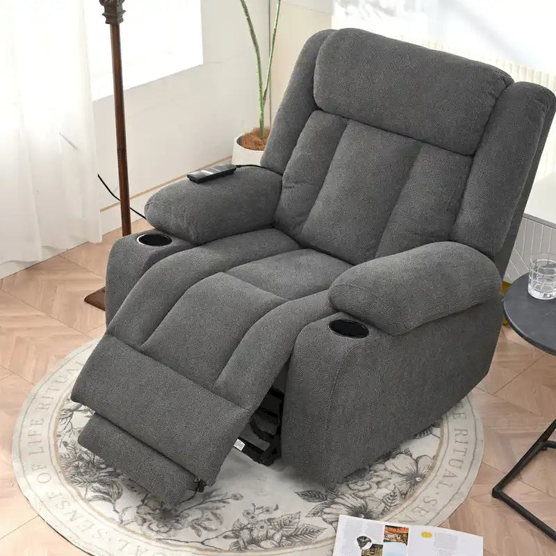 Power Lift Recliner Chair for Elderly with Extended Footrest and Cup Holders