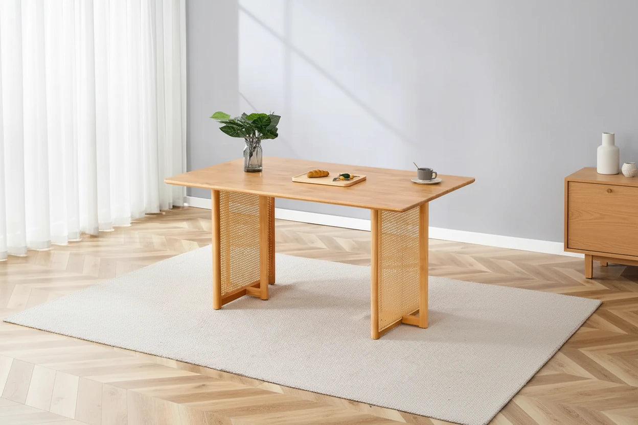 59 Retro Rubberwood Table with Walnut Finish