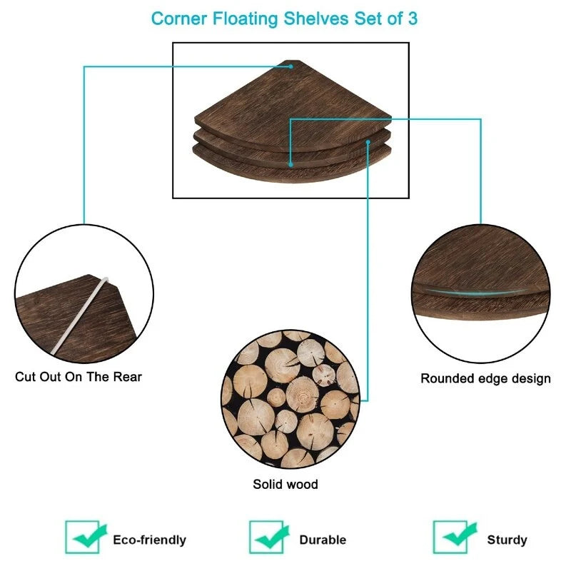 Corner Wall Shelves for Storage and Display - 10x10 inch