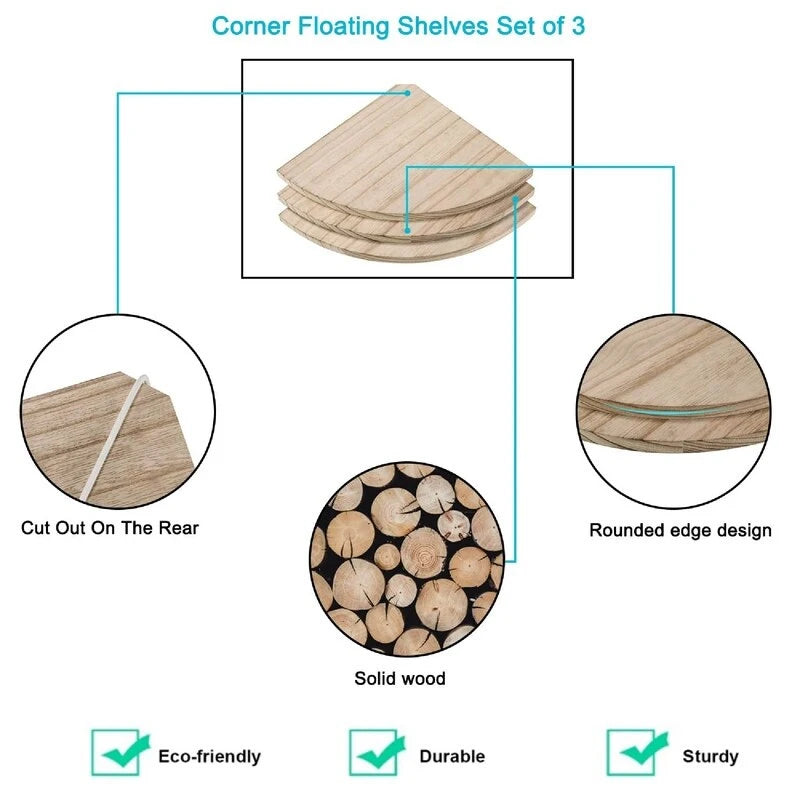 Corner Wall Shelves for Storage and Display - 10x10 inch