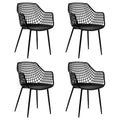 Modern Dining Chair Set of 4 Plastic Shell with Metal Legs