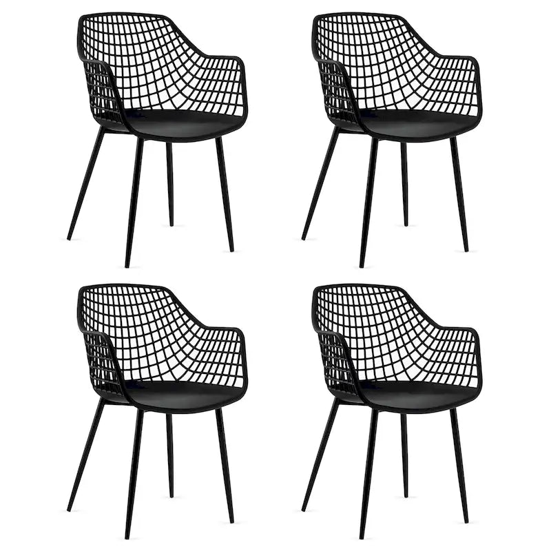 Modern Dining Chair Set of 4 Plastic Shell with Metal Legs