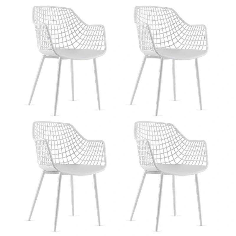 Modern Dining Chair Set of 4 Plastic Shell with Metal Legs