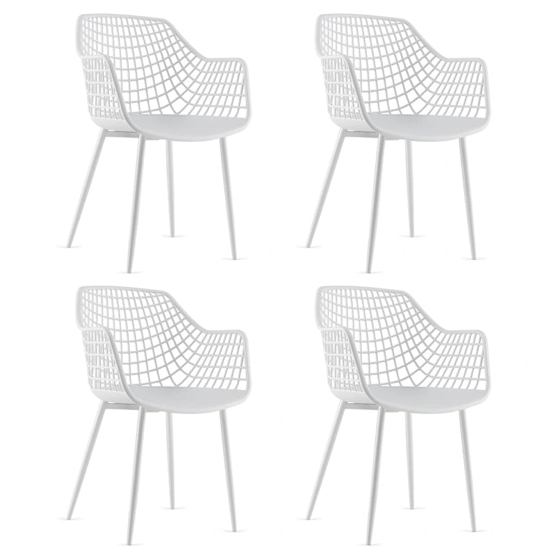 Modern Dining Chair Set of 4 Plastic Shell with Metal Legs