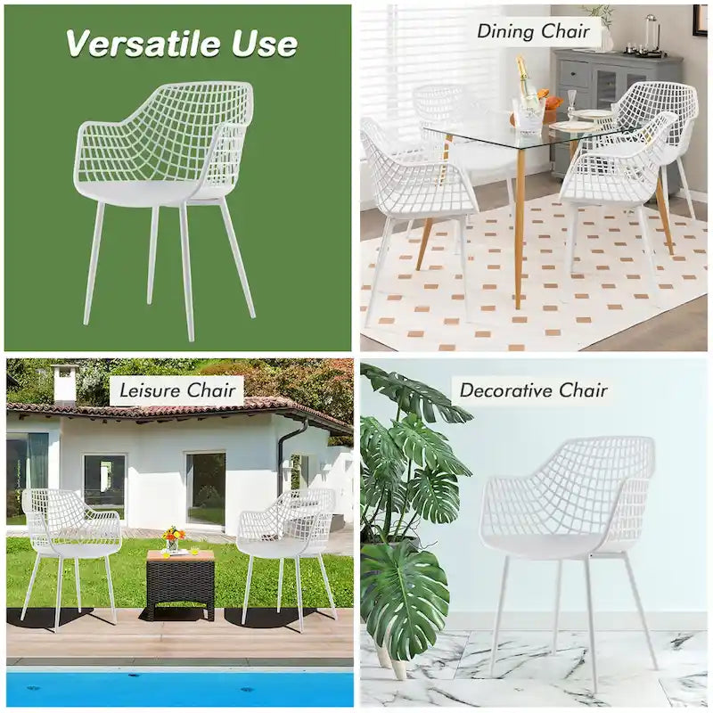 Modern Dining Chair Set of 4 Plastic Shell with Metal Legs