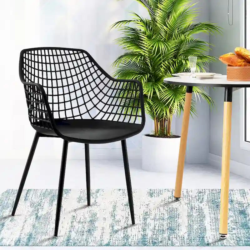 Modern Dining Chair Set of 4 Plastic Shell with Metal Legs
