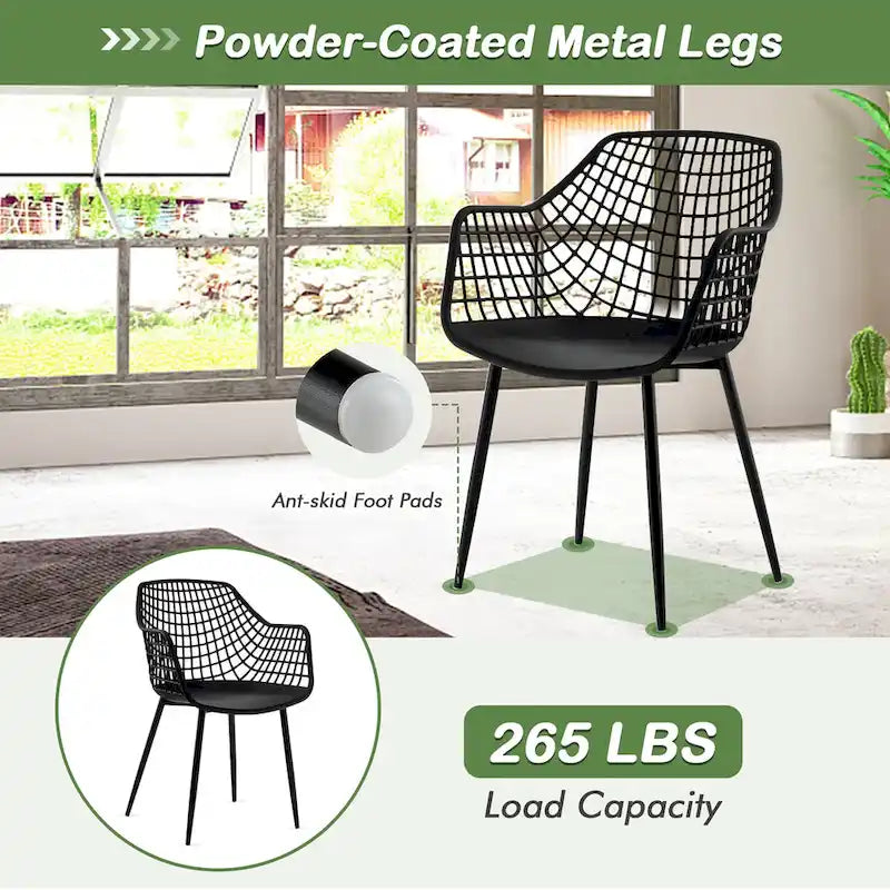Modern Dining Chair Set of 4 Plastic Shell with Metal Legs