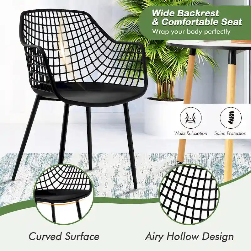 Modern Dining Chair Set of 4 Plastic Shell with Metal Legs