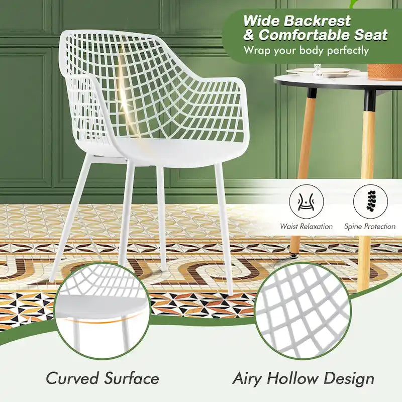 Modern Dining Chair Set of 4 Plastic Shell with Metal Legs