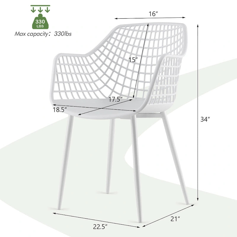 Modern Dining Chair Set of 4 Plastic Shell with Metal Legs