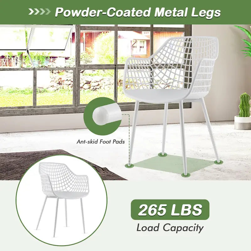 Modern Dining Chair Set of 4 Plastic Shell with Metal Legs