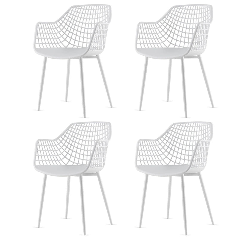 Modern Dining Chair Set of 4 Plastic Shell with Metal Legs