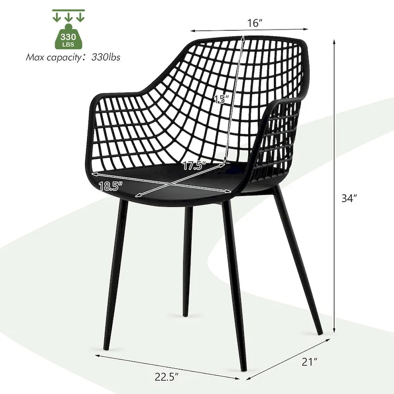 Modern Dining Chair Set of 4 Plastic Shell with Metal Legs