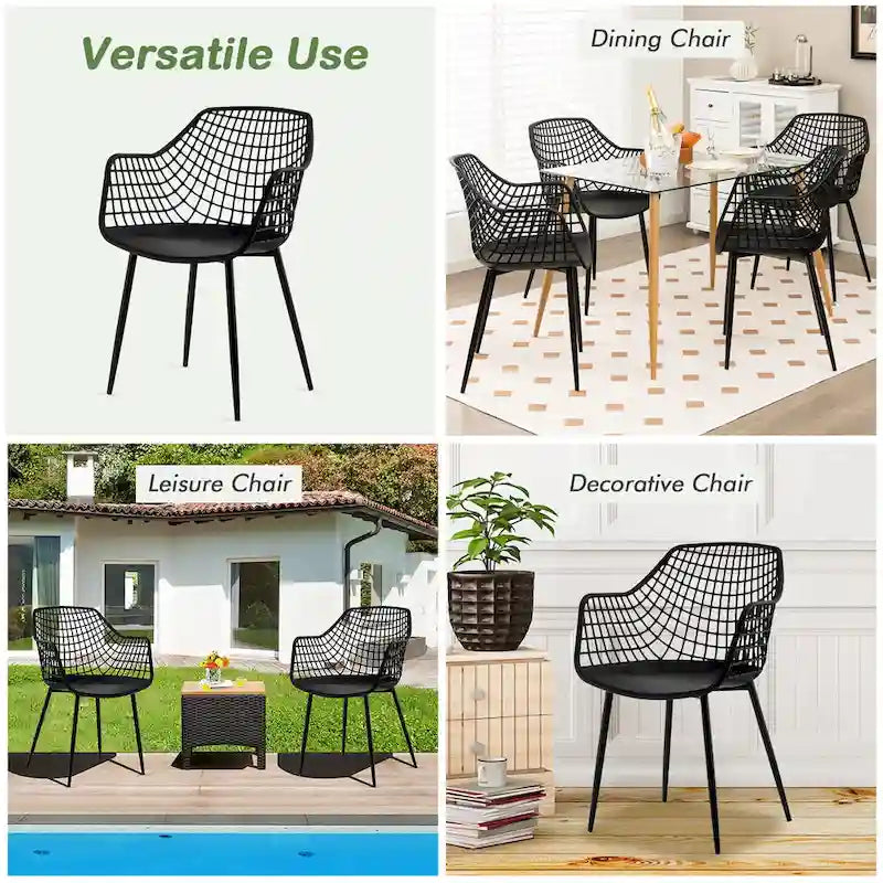 Modern Dining Chair Set of 4 Plastic Shell with Metal Legs