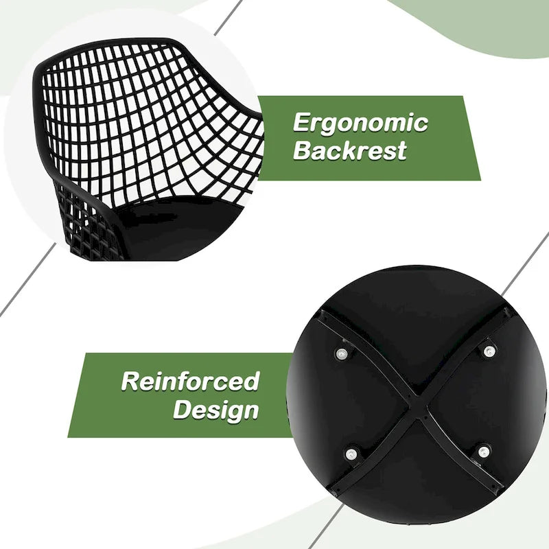Modern Dining Chair Set of 4 Plastic Shell with Metal Legs