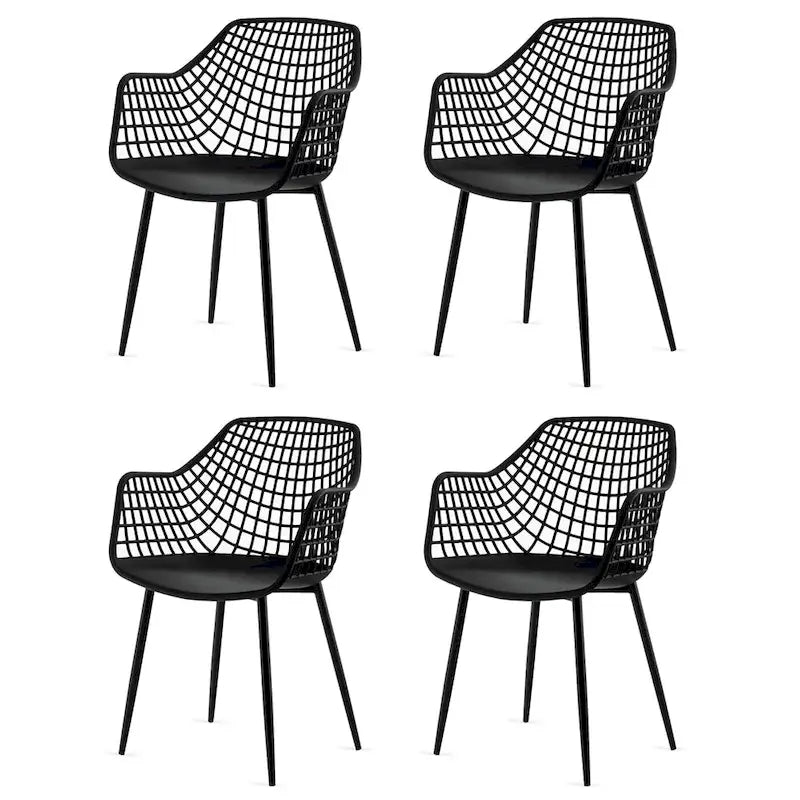 Modern Dining Chair Set of 4 Plastic Shell with Metal Legs