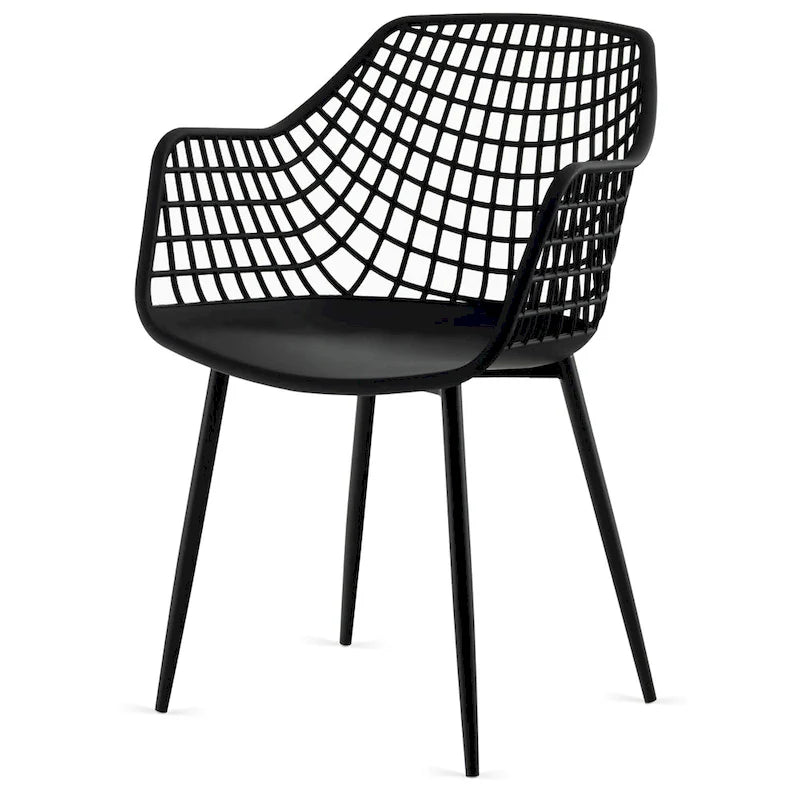 Modern Dining Chair Set of 4 Plastic Shell with Metal Legs