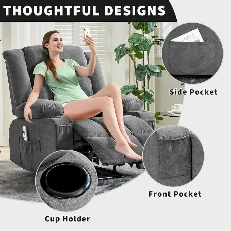 Remote Control Recliner Chair with Heat and Massage Function