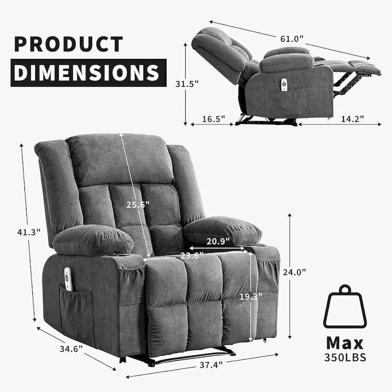 Remote Control Recliner Chair with Heat and Massage Function