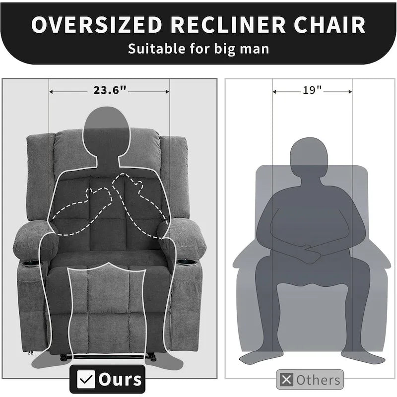 Remote Control Recliner Chair with Heat and Massage Function