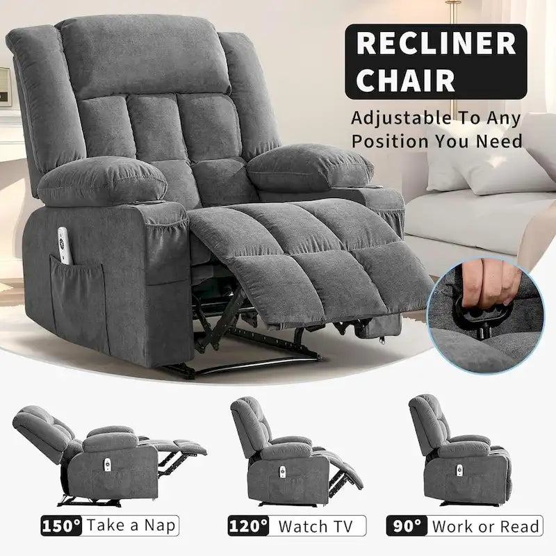 Remote Control Recliner Chair with Heat and Massage Function