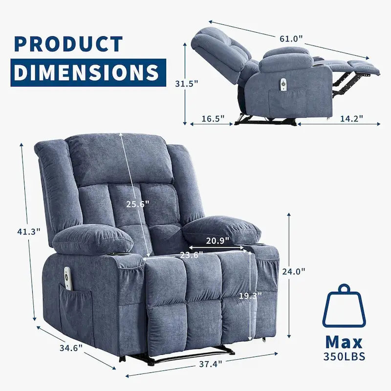 Remote Control Recliner Chair with Heat and Massage Function