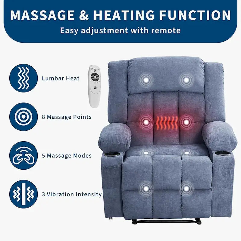 Remote Control Recliner Chair with Heat and Massage Function