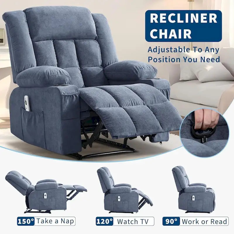 Remote Control Recliner Chair with Heat and Massage Function