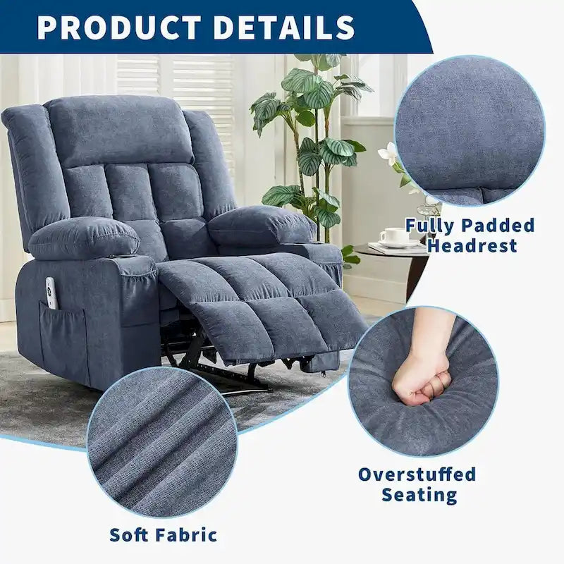 Remote Control Recliner Chair with Heat and Massage Function
