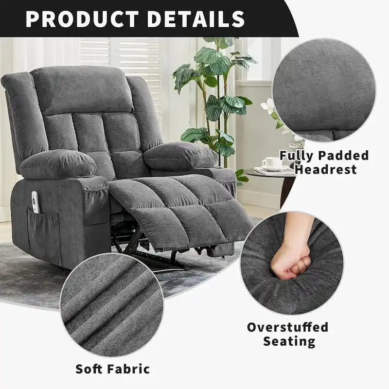 Remote Control Recliner Chair with Heat and Massage Function