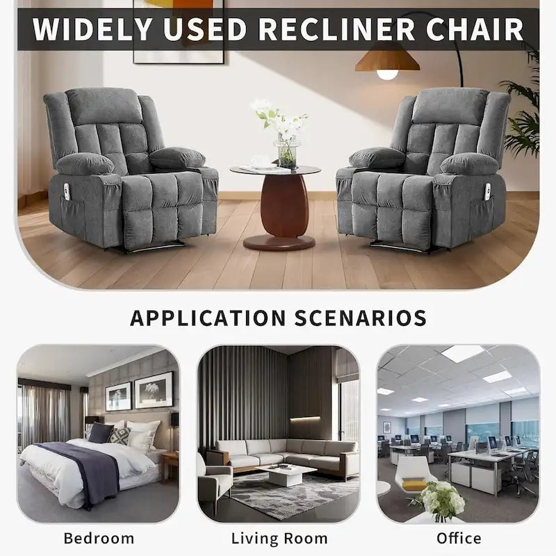 Remote Control Recliner Chair with Heat and Massage Function