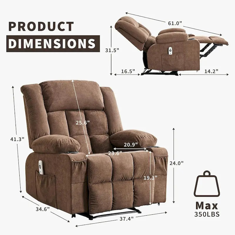 Remote Control Recliner Chair with Heat and Massage Function