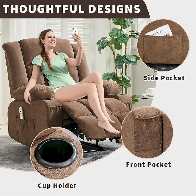 Remote Control Recliner Chair with Heat and Massage Function