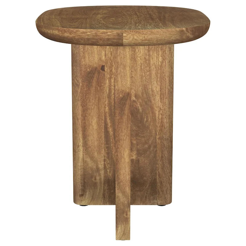 22 Inch Brown Mango Wood Side End Table with L-Shaped Base