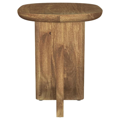22 Inch Brown Mango Wood Side End Table with L-Shaped Base
