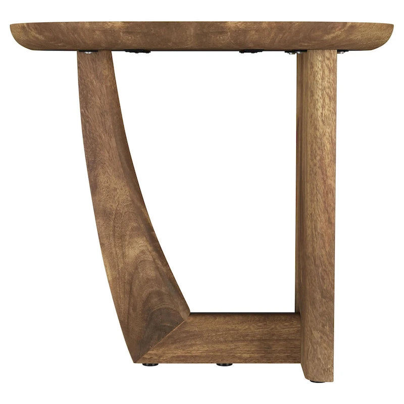 22 Inch Brown Mango Wood Side End Table with L-Shaped Base