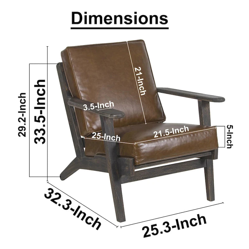 Handcrafted Mango Wood Accent Chair with Buffalo Leather Cushions