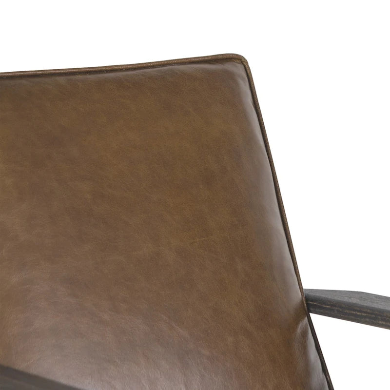 Handcrafted Mango Wood Accent Chair with Buffalo Leather Cushions