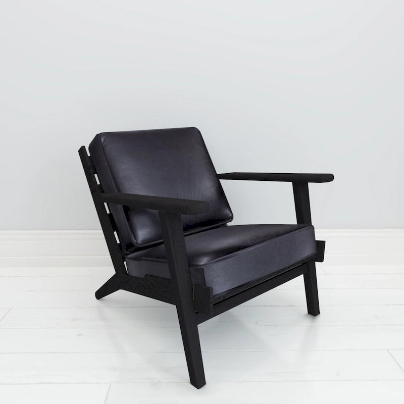Handcrafted Mango Wood Accent Chair with Buffalo Leather Cushions