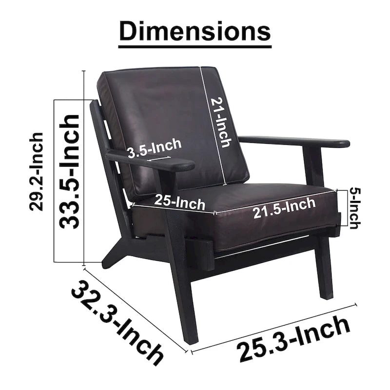 Handcrafted Mango Wood Accent Chair with Buffalo Leather Cushions