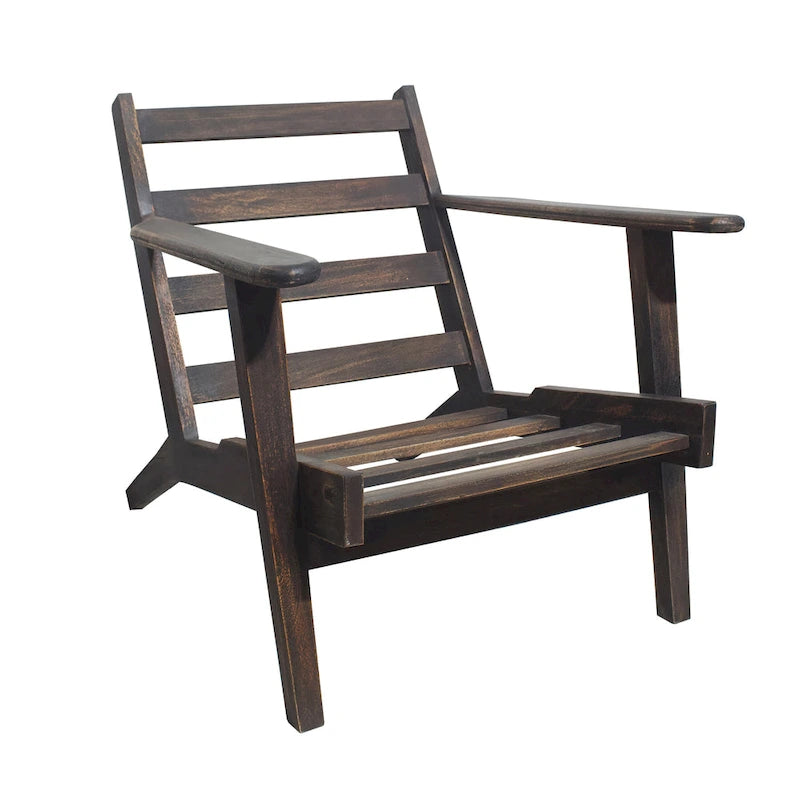 Handcrafted Mango Wood Accent Chair with Buffalo Leather Cushions