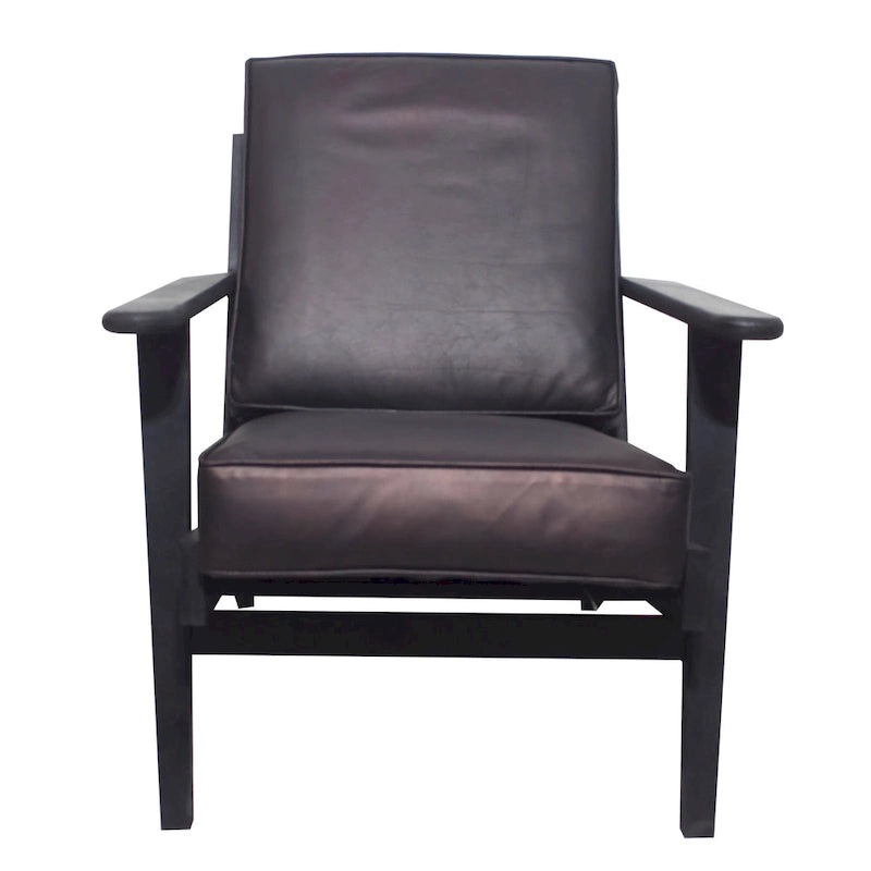 Handcrafted Mango Wood Accent Chair with Buffalo Leather Cushions